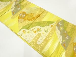 山並みに花古典柄模様織出し袋帯